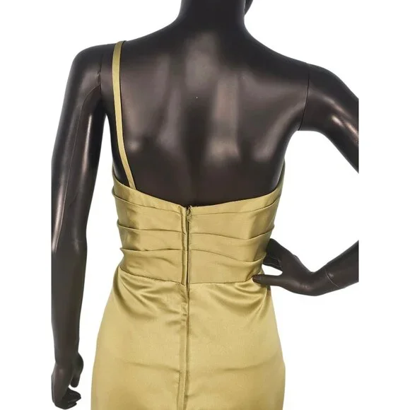 NWOT Moss Satin Fitted One Shoulder Cocktail Dress - Da Vinci - Picture 8 of 8